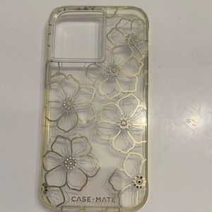 iPhone 14 Pro Max Case-Mate Clear Gold Floral Phone Case